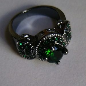Emerald colored stones Forever ring